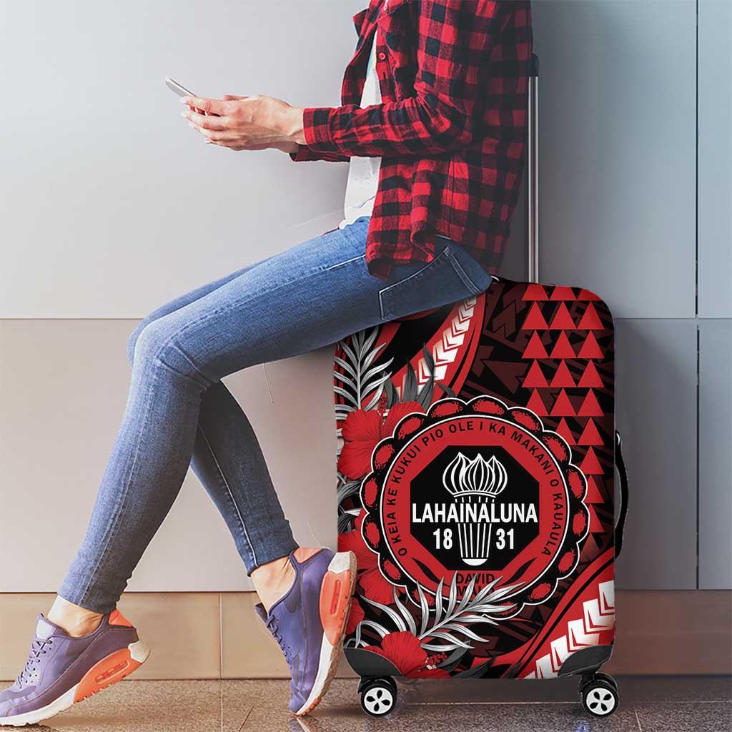 Hawaii Lahainaluna High School Luggage Cover Tribal Tattoo With Hibiscus Flowers LT05 - Polynesian Pride