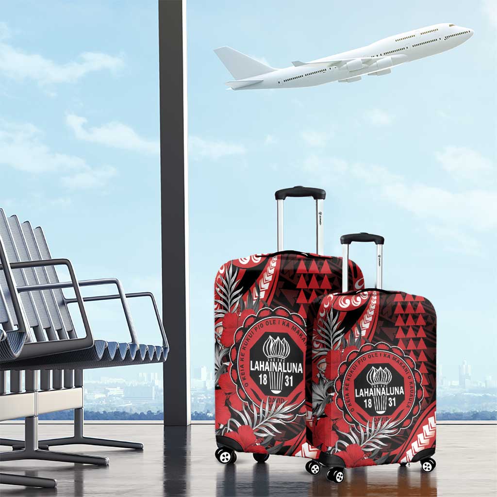 Hawaii Lahainaluna High School Luggage Cover Tribal Tattoo With Hibiscus Flowers LT05 - Polynesian Pride