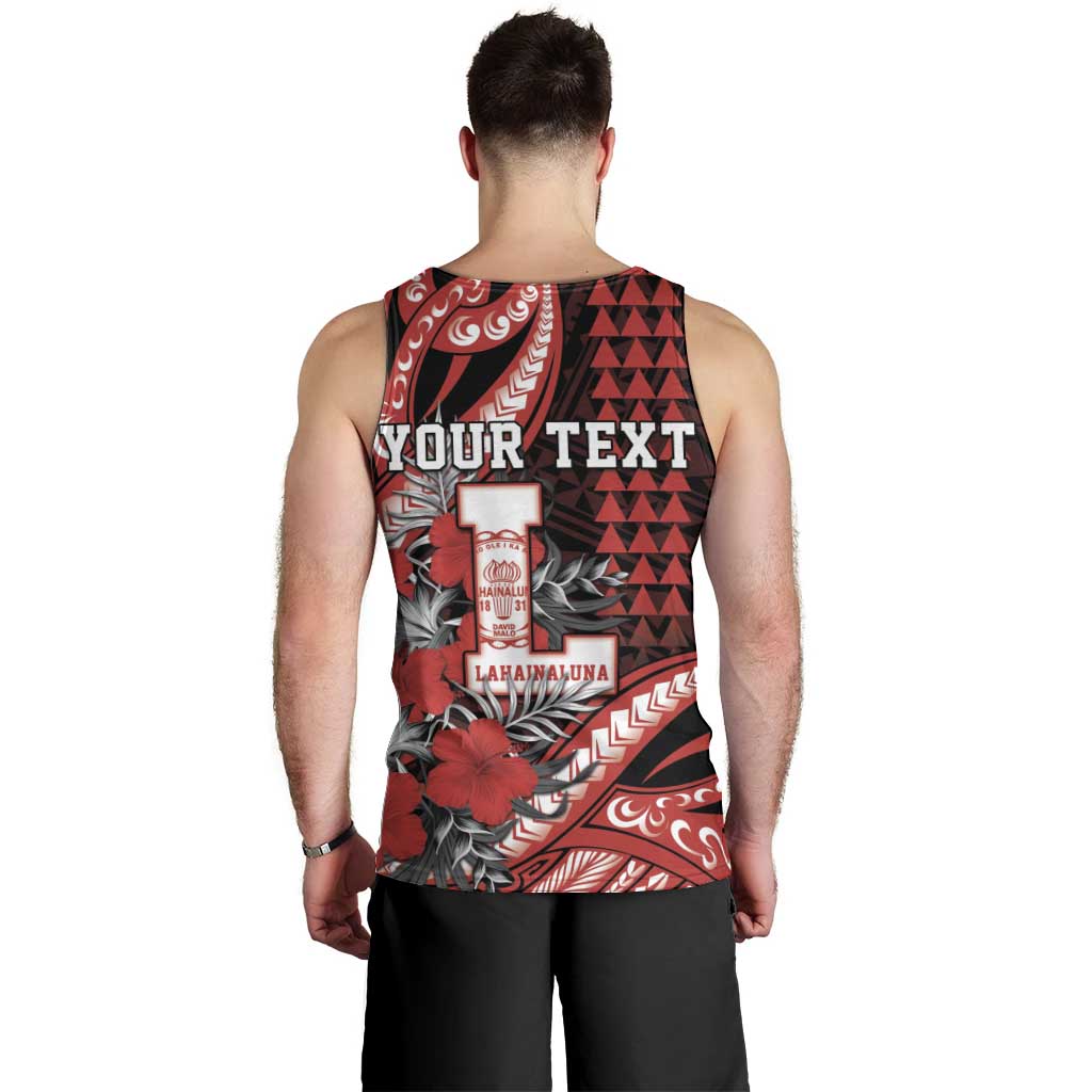 Personalized Hawaii Lahainaluna High School Men Tank Top Tribal Tattoo With Hibiscus Flowers