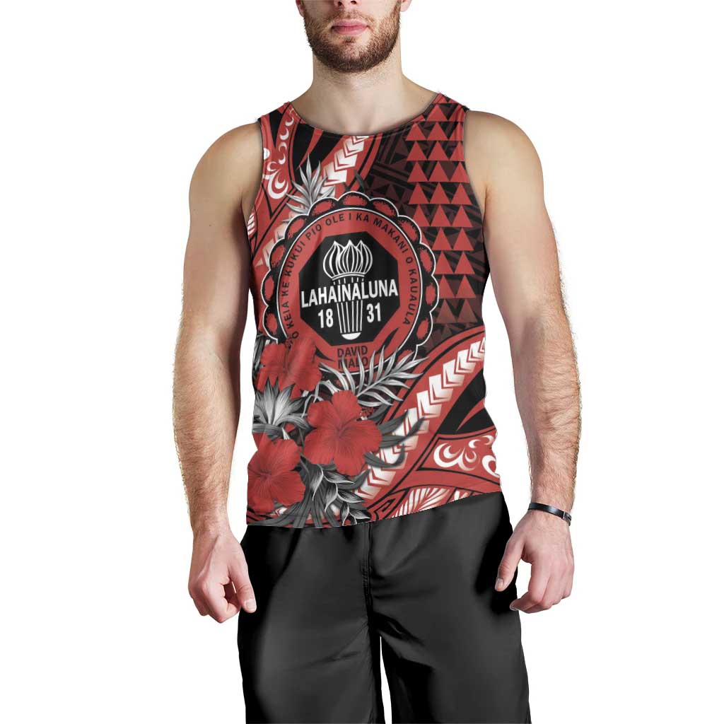 Personalized Hawaii Lahainaluna High School Men Tank Top Tribal Tattoo With Hibiscus Flowers