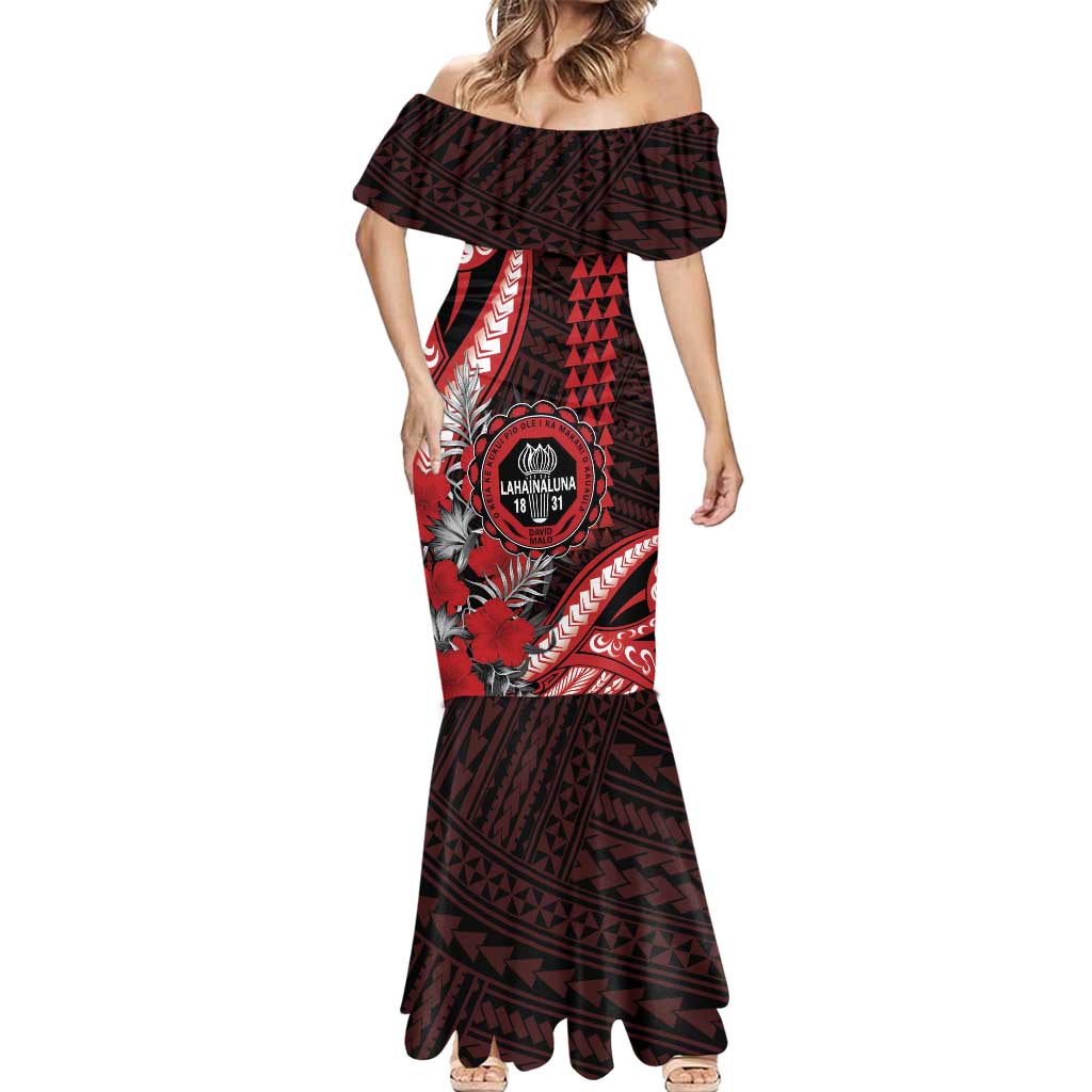 Personalized Hawaii Lahainaluna High School Mermaid Dress Tribal Tattoo With Hibiscus Flowers LT05 - Polynesian Pride
