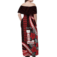 Personalized Hawaii Lahainaluna High School Off Shoulder Maxi Dress Tribal Tattoo With Hibiscus Flowers LT05 - Polynesian Pride