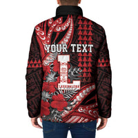 Personalized Hawaii Lahainaluna High School Padded Jacket Tribal Tattoo With Hibiscus Flowers
