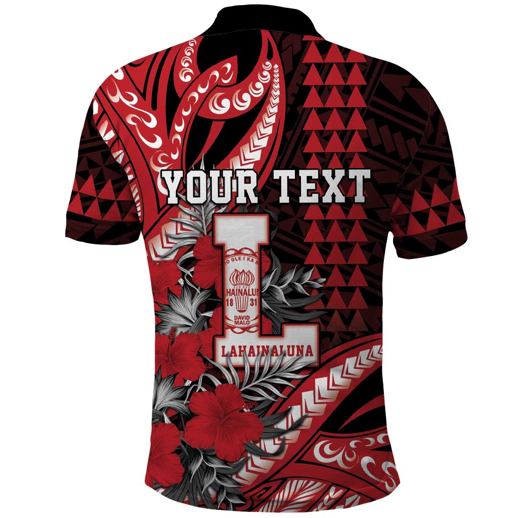 Personalized Hawaii Lahainaluna High School Polo Shirt Tribal Tattoo With Hibiscus Flowers LT05 - Polynesian Pride
