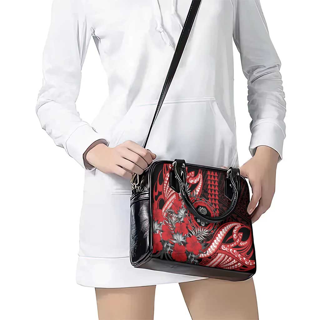 Hawaii Lahainaluna High School Shoulder Handbag Tribal Tattoo With Hibiscus Flowers