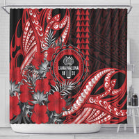 Hawaii Lahainaluna High School Shower Curtain Tribal Tattoo With Hibiscus Flowers LT05 - Polynesian Pride