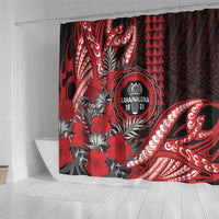 Hawaii Lahainaluna High School Shower Curtain Tribal Tattoo With Hibiscus Flowers LT05 - Polynesian Pride
