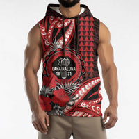 Personalized Hawaii Lahainaluna High School Sleeveless Hoodie Tribal Tattoo With Hibiscus Flowers LT05 - Polynesian Pride