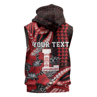 Personalized Hawaii Lahainaluna High School Sleeveless Zip Hoodie Tribal Tattoo With Hibiscus Flowers LT05 - Polynesian Pride