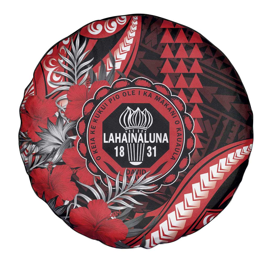 Hawaii Lahainaluna High School Spare Tire Cover Tribal Tattoo With Hibiscus Flowers LT05 - Polynesian Pride