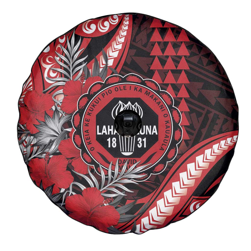 Hawaii Lahainaluna High School Spare Tire Cover Tribal Tattoo With Hibiscus Flowers LT05 - Polynesian Pride