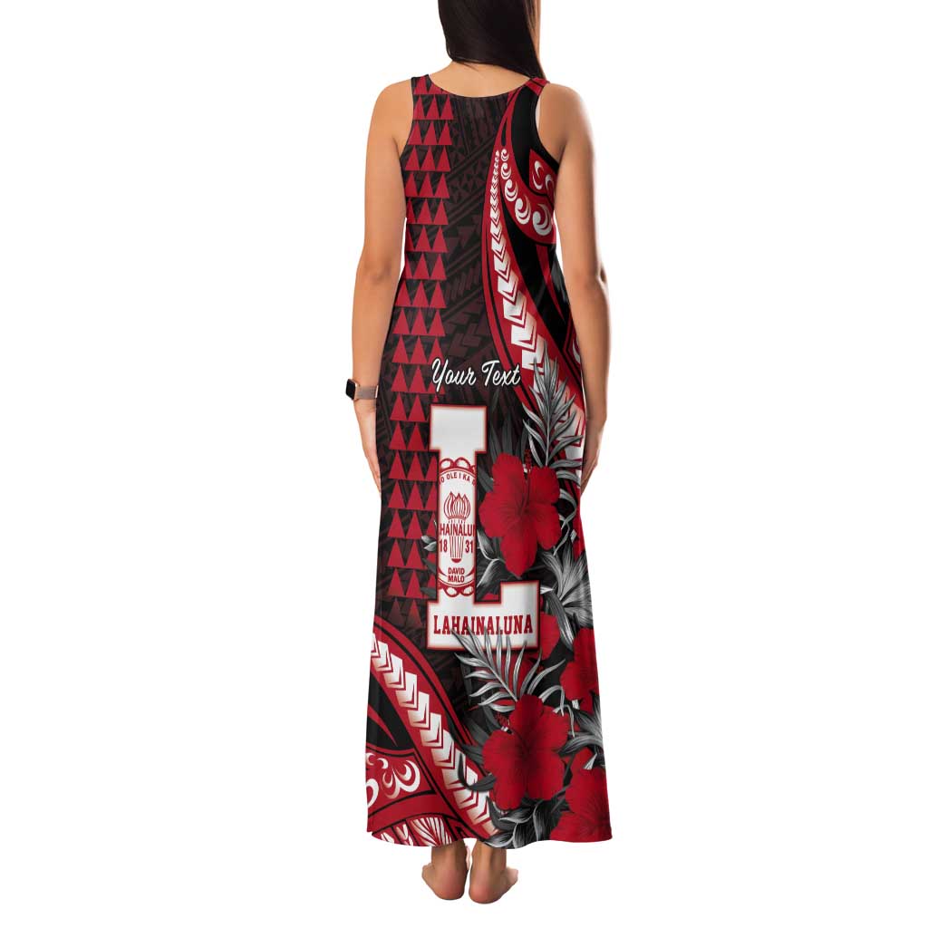 Personalized Hawaii Lahainaluna High School Tank Maxi Dress Tribal Tattoo With Hibiscus Flowers LT05 - Polynesian Pride