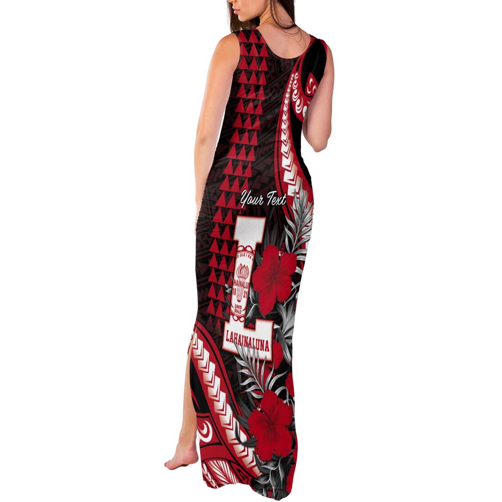 Personalized Hawaii Lahainaluna High School Tank Maxi Dress Tribal Tattoo With Hibiscus Flowers LT05 - Polynesian Pride