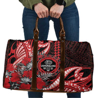 Hawaii Lahainaluna High School Travel Bag Tribal Tattoo With Hibiscus Flowers LT05 Red - Polynesian Pride
