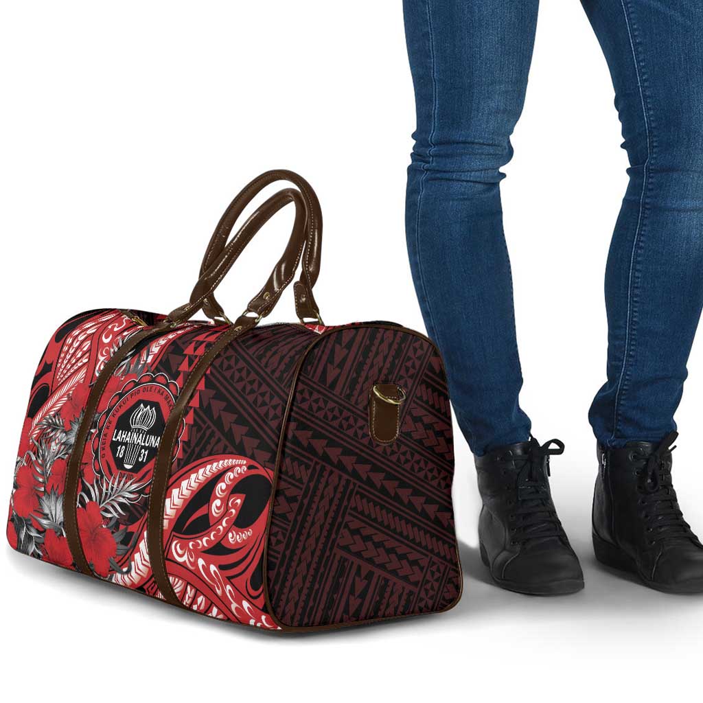 Hawaii Lahainaluna High School Travel Bag Tribal Tattoo With Hibiscus Flowers LT05 - Polynesian Pride