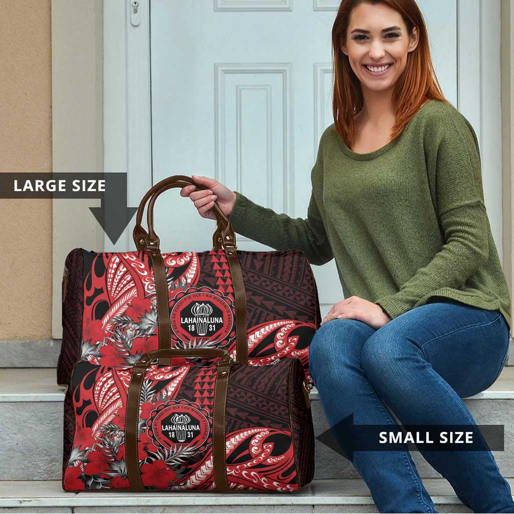Hawaii Lahainaluna High School Travel Bag Tribal Tattoo With Hibiscus Flowers LT05 - Polynesian Pride