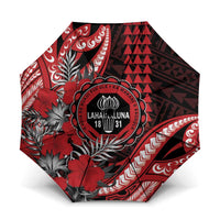 Hawaii Lahainaluna High School Umbrella Tribal Tattoo With Hibiscus Flowers