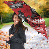 Hawaii Lahainaluna High School Umbrella Tribal Tattoo With Hibiscus Flowers