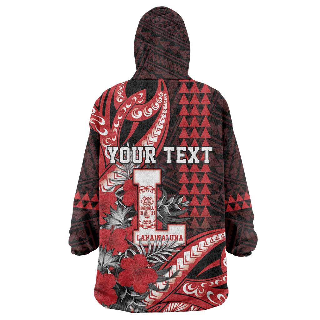Personalized Hawaii Lahainaluna High School Wearable Blanket Hoodie Tribal Tattoo With Hibiscus Flowers LT05 - Polynesian Pride