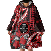 Personalized Hawaii Lahainaluna High School Wearable Blanket Hoodie Tribal Tattoo With Hibiscus Flowers LT05 - Polynesian Pride