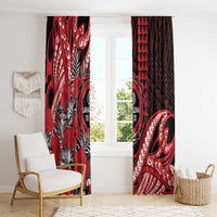 Hawaii Lahainaluna High School Window Curtain Tribal Tattoo With Hibiscus Flowers
