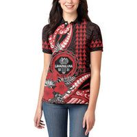 Personalized Hawaii Lahainaluna High School Women Polo Shirt Tribal Tattoo With Hibiscus Flowers LT05 - Polynesian Pride