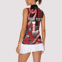 Personalized Hawaii Lahainaluna High School Women Sleeveless Polo Shirt Tribal Tattoo With Hibiscus Flowers LT05 - Polynesian Pride