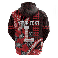 Personalized Hawaii Lahainaluna High School Zip Hoodie Tribal Tattoo With Hibiscus Flowers LT05 - Polynesian Pride