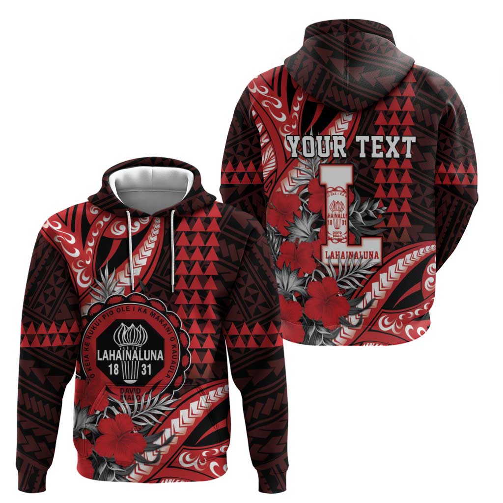 Personalized Hawaii Lahainaluna High School Zip Hoodie Tribal Tattoo With Hibiscus Flowers LT05 - Polynesian Pride