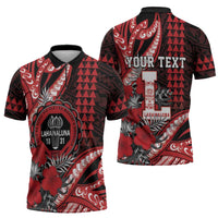 Personalized Hawaii Lahainaluna High School Zipper Polo Shirt Tribal Tattoo With Hibiscus Flowers LT05 - Polynesian Pride