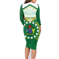 Personalised Cook Islands Ra o te Ui Ariki Family Matching Long Sleeve Bodycon Dress and Hawaiian Shirt Polynesian Pattern LT05 - Polynesian Pride
