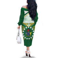 Personalised Cook Islands Ra o te Ui Ariki Family Matching Off The Shoulder Long Sleeve Dress and Hawaiian Shirt Polynesian Pattern LT05 - Polynesian Pride