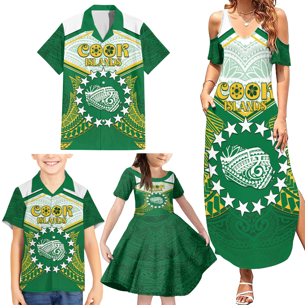 Personalised Cook Islands Ra o te Ui Ariki Family Matching Summer Maxi Dress and Hawaiian Shirt Polynesian Pattern LT05 - Polynesian Pride