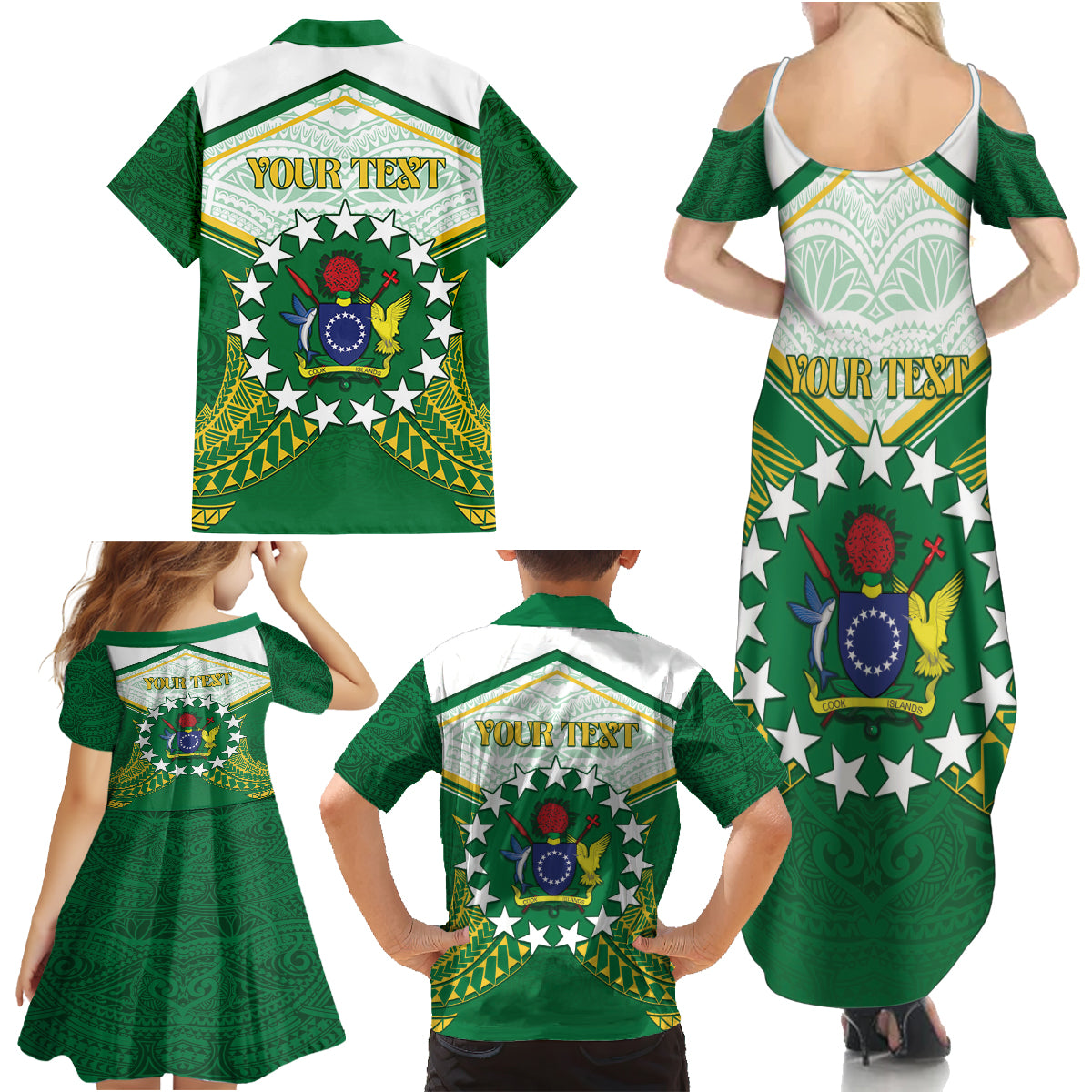 Personalised Cook Islands Ra o te Ui Ariki Family Matching Summer Maxi Dress and Hawaiian Shirt Polynesian Pattern LT05 - Polynesian Pride