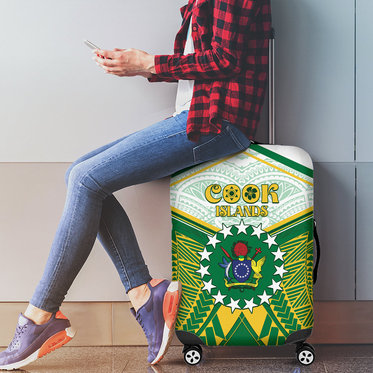 Cook Islands Ra o te Ui Ariki Luggage Cover Polynesian Pattern