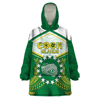 Personalised Cook Islands Ra o te Ui Ariki Wearable Blanket Hoodie Polynesian Pattern LT05 One Size Green - Polynesian Pride