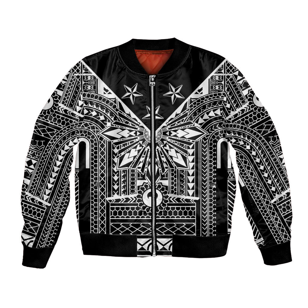 Black Philippines Sun Star Bomber Jacket Igorot Tribal Inspiration