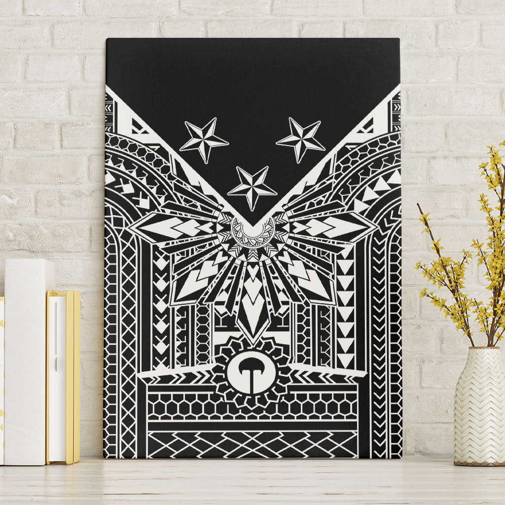 Black Philippines Sun Star Canvas Wall Art Igorot Tribal Inspiration