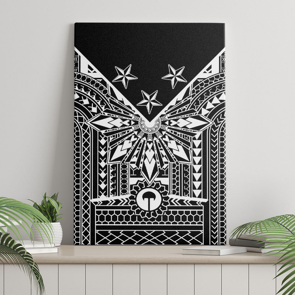 Black Philippines Sun Star Canvas Wall Art Igorot Tribal Inspiration