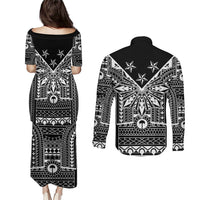 Black Philippines Sun Star Couples Matching Puletasi and Long Sleeve Button Shirt Igorot Tribal Inspiration