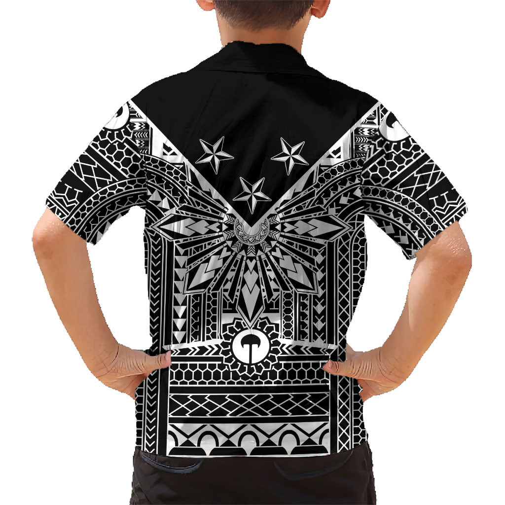Black Philippines Sun Star Family Matching Off Shoulder Maxi Dress and Hawaiian Shirt Igorot Tribal Inspiration LT05 - Polynesian Pride