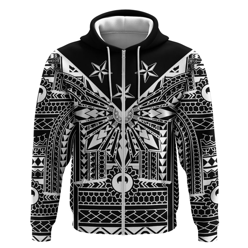 Black Philippines Sun Star Hoodie Igorot Tribal Inspiration LT05 Zip Hoodie Black - Polynesian Pride