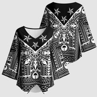 Black Philippines Sun Star Kimono Sleeve Blouse Igorot Tribal Inspiration