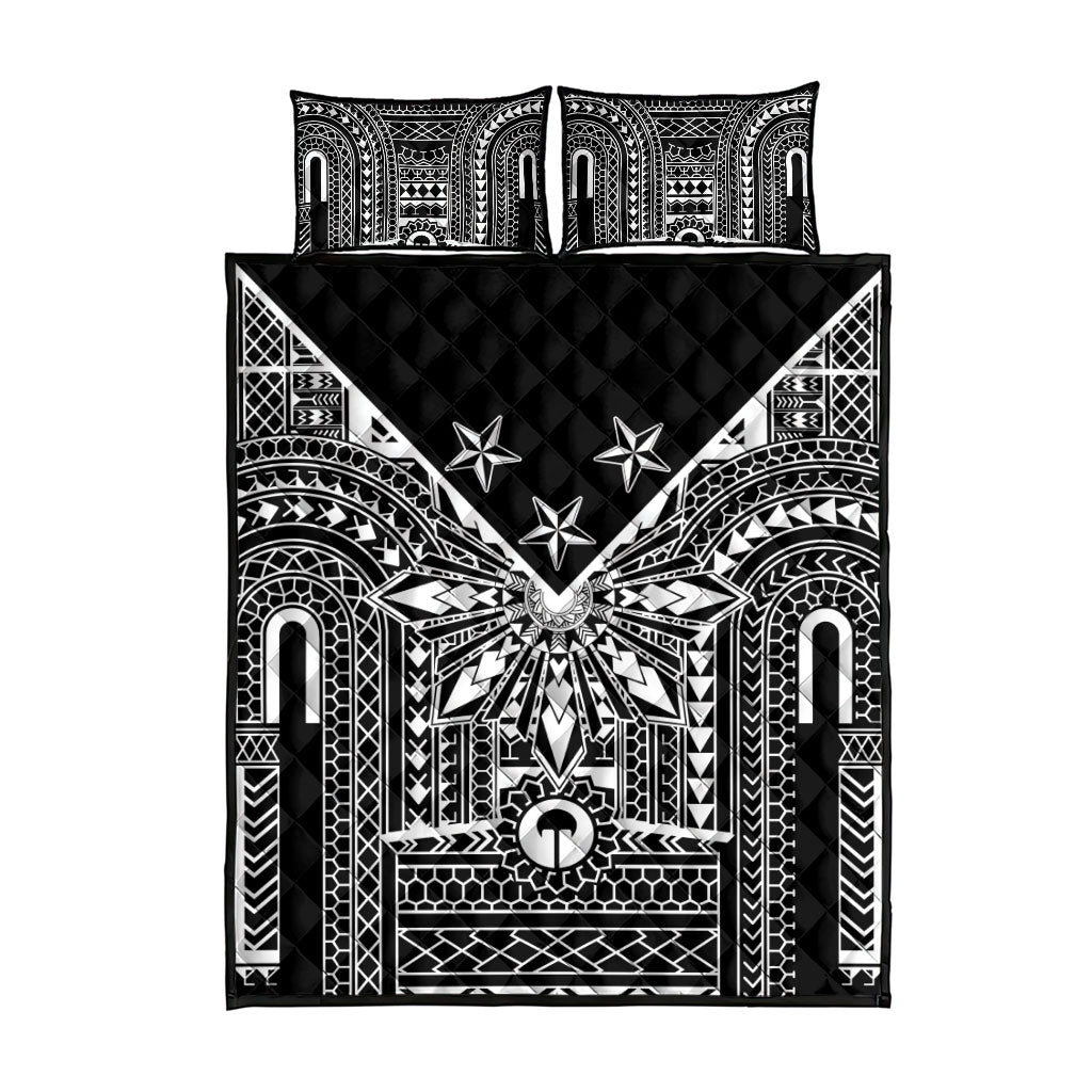 Black Philippines Sun Star Quilt Bed Set Igorot Tribal Inspiration