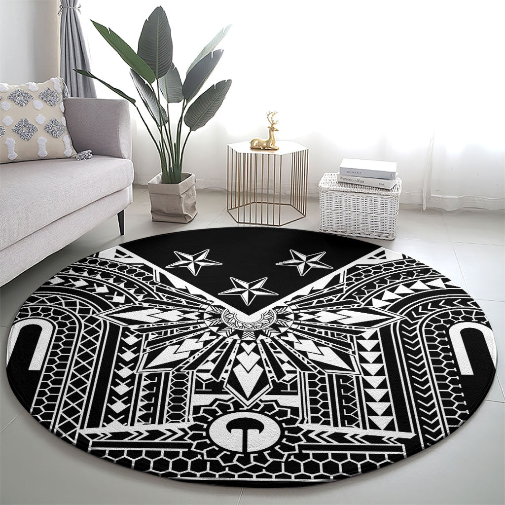 Black Philippines Sun Star Round Carpet Igorot Tribal Inspiration