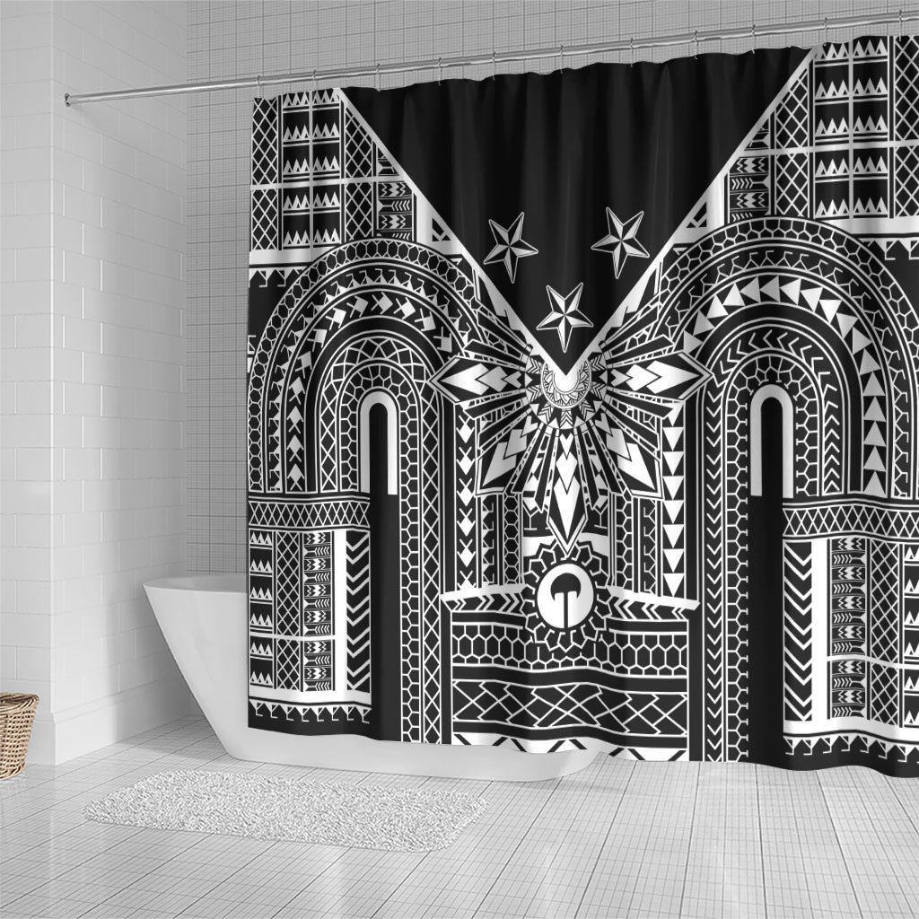 Black Philippines Sun Star Shower Curtain Igorot Tribal Inspiration