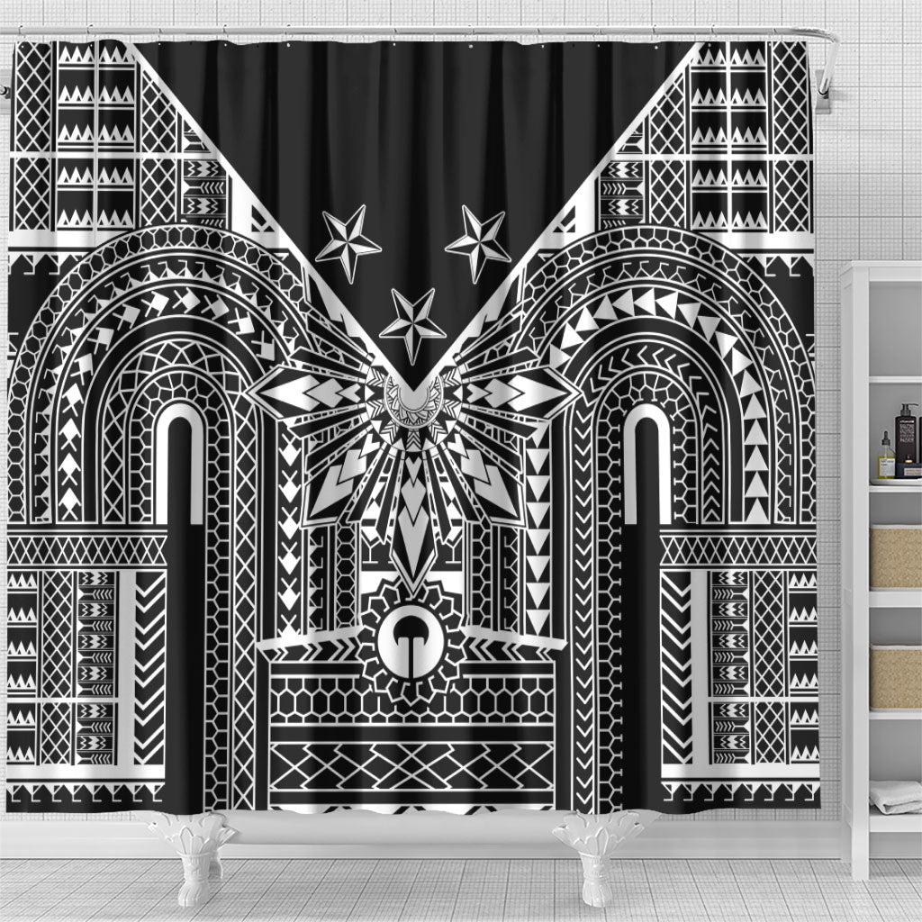 Black Philippines Sun Star Shower Curtain Igorot Tribal Inspiration