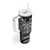 Black Philippines Sun Star Tumbler With Handle Igorot Tribal Inspiration LT05 - Polynesian Pride