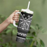 Black Philippines Sun Star Tumbler With Handle Igorot Tribal Inspiration LT05 - Polynesian Pride