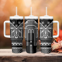 Black Philippines Sun Star Tumbler With Handle Igorot Tribal Inspiration LT05 - Polynesian Pride